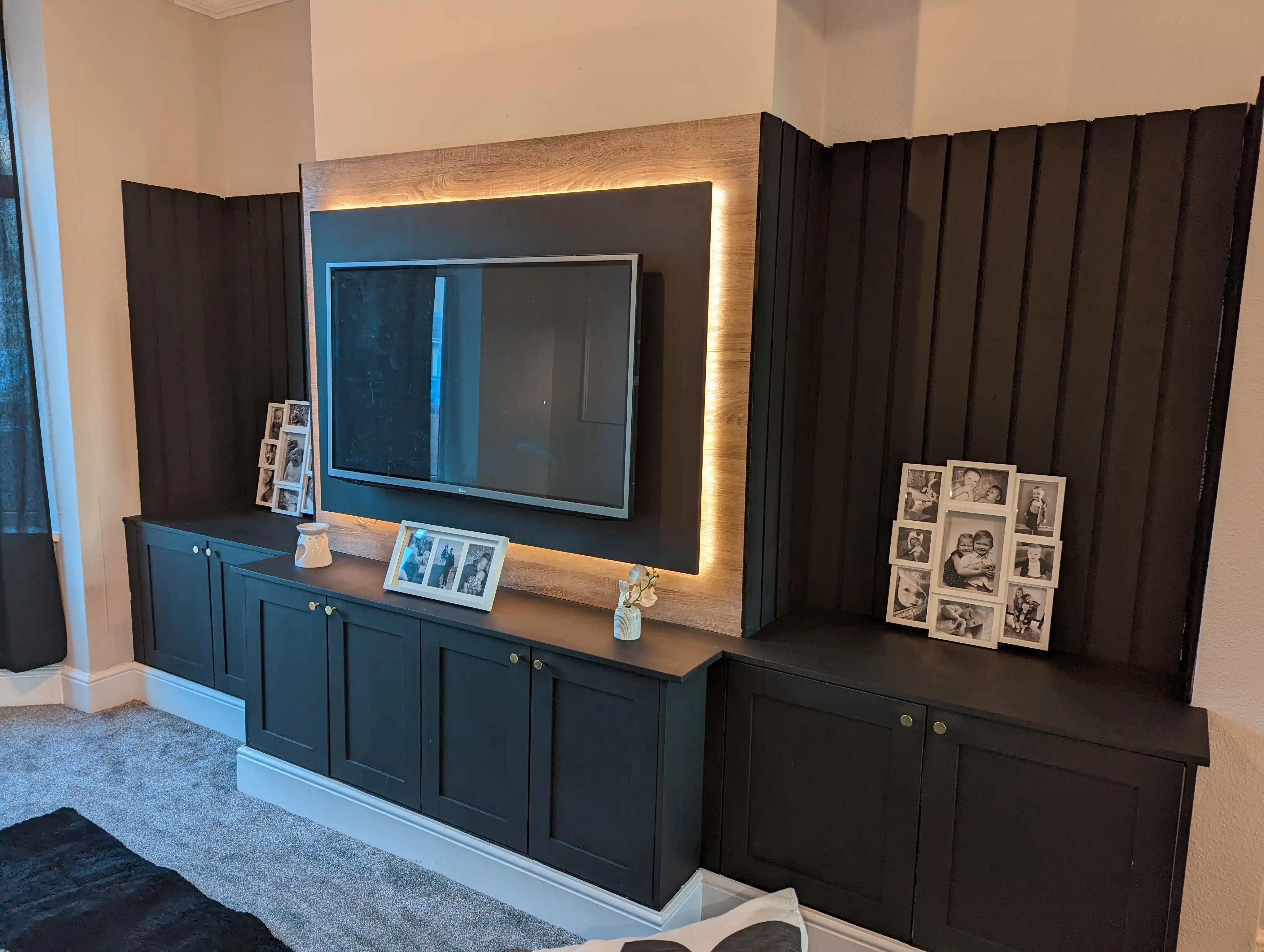 Examples of our company using joinery techniques to construct house extensions, bespoke furniture, wardrobes and media walls.
